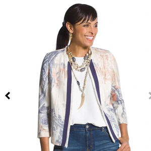 Chico’s watercolor print textured jacket size 1